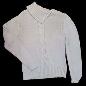 Pendleton 100% Cotton Gray Blue Cable Knit Sweater Size Medium